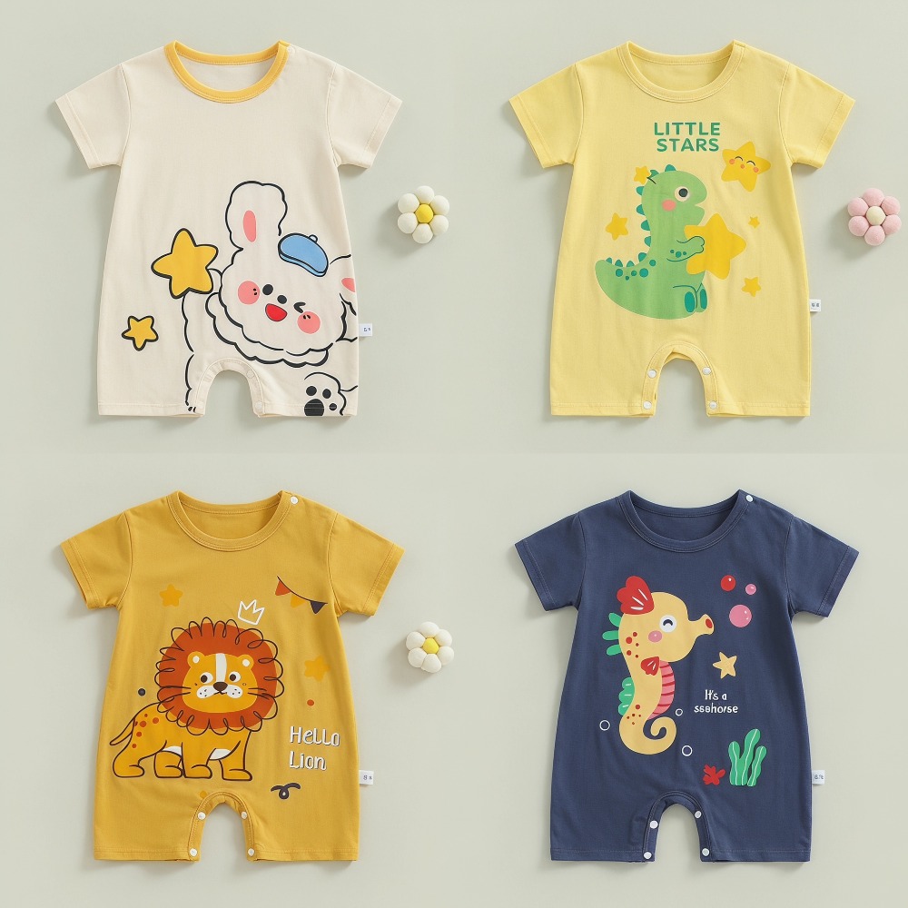 Baby Summer Linen Sleeveless Jumpsuit - Summer Printed Newborn Baby Cotton Linen