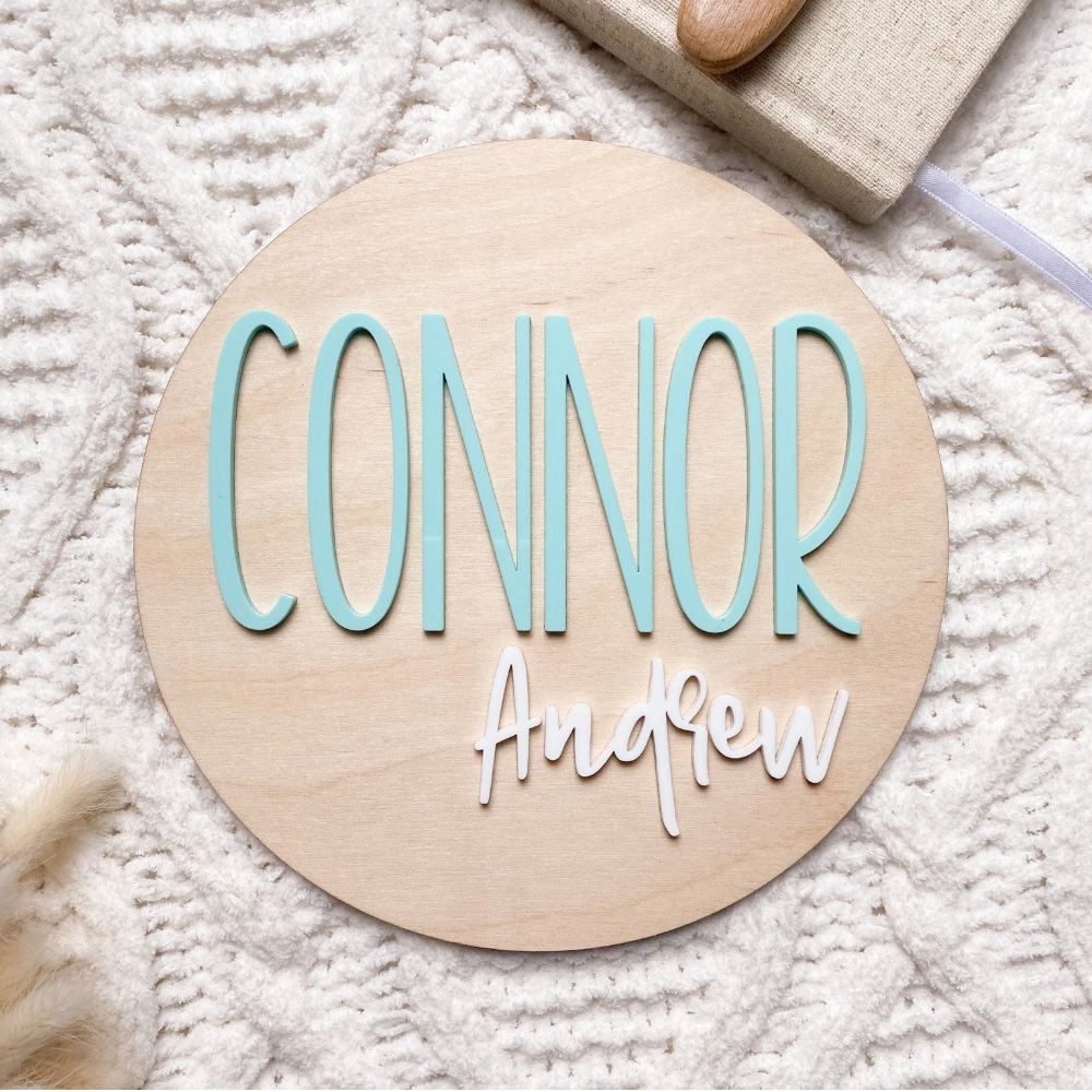 Nursery - Personalised Birth Announcement Plaque - Wood