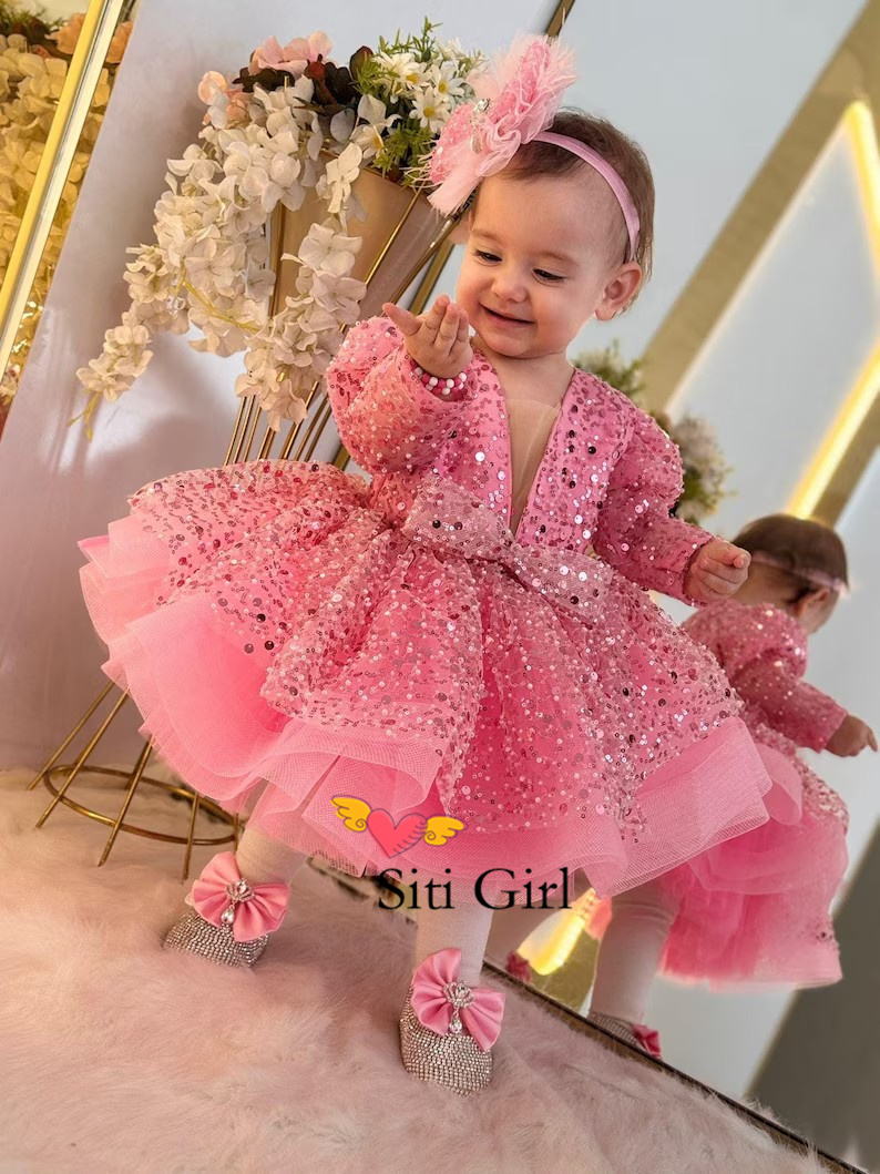 Toddler Girl Tulle Party Dress - Pink Princess Baby Dress Flower Girl
