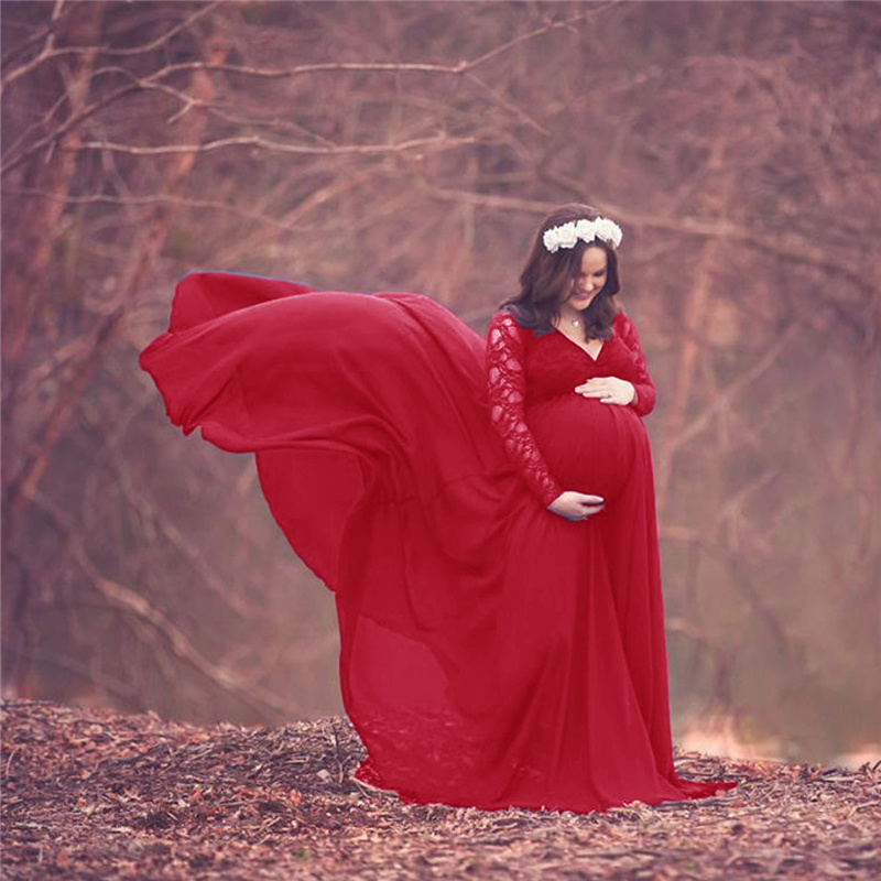 Maternity Wear - New Lace Chiffon Maternity Photography Dress