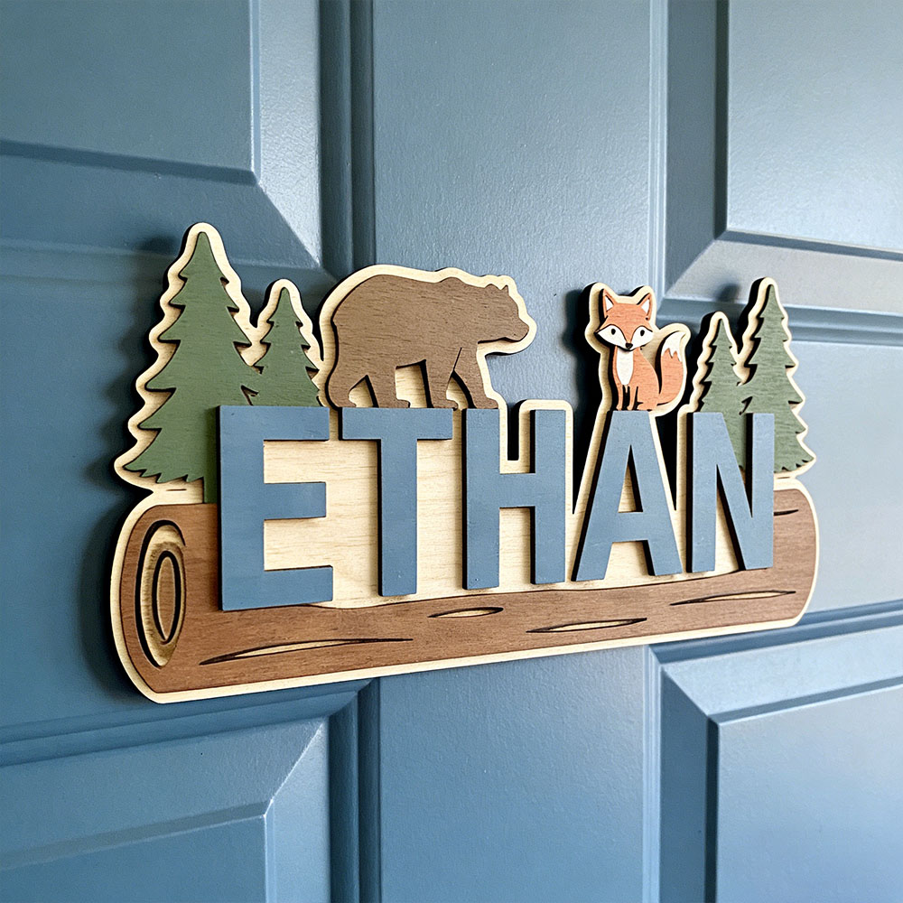 Nursery - Woodland Forest Animal Personalized Name Wooden