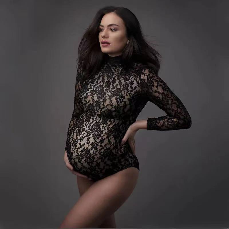 Maternity Wear - Lace Maternity Photography Props Jumpsuit Stretchy