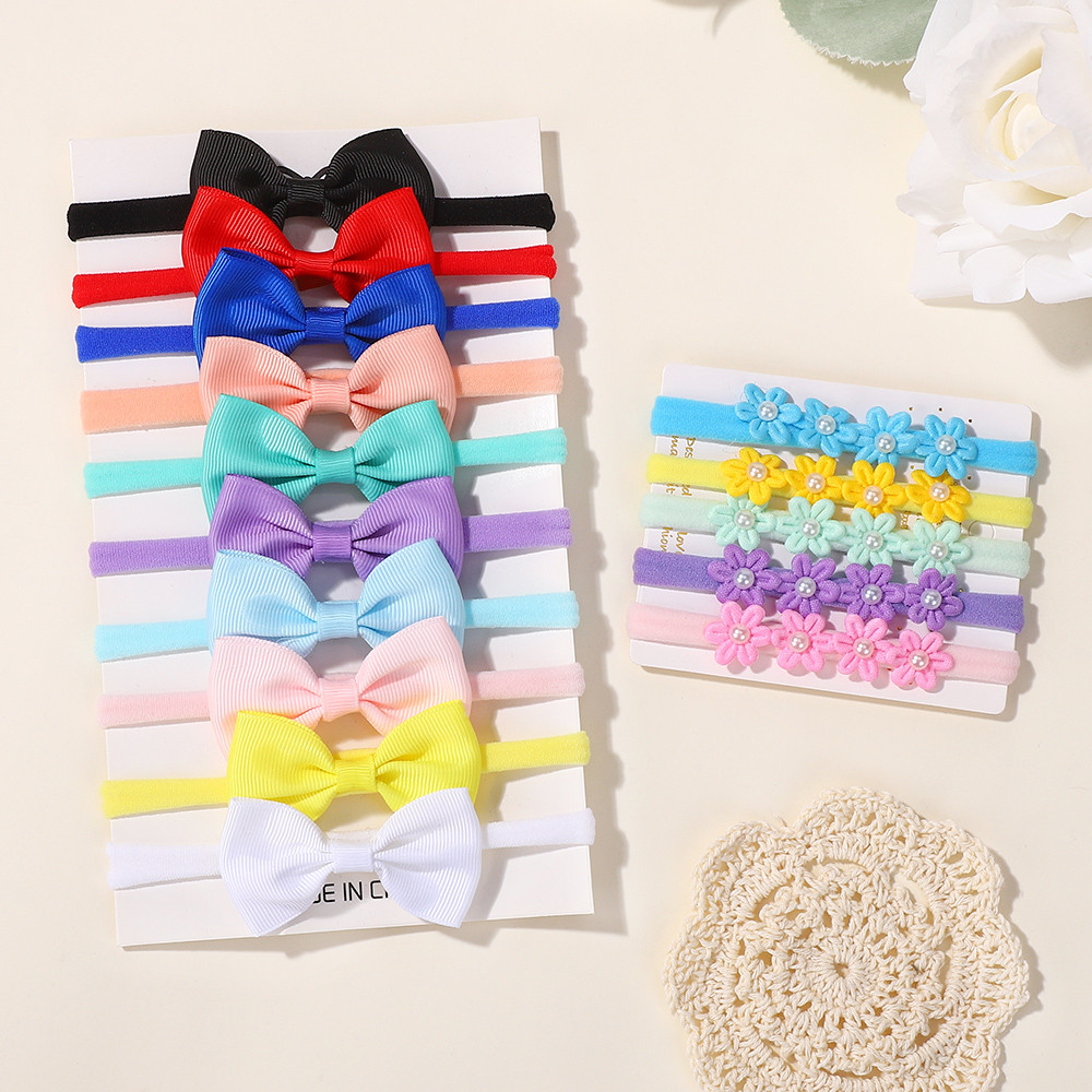 Baby Gear - 15Pcs Ribbon Bowknot Elastic Headband for