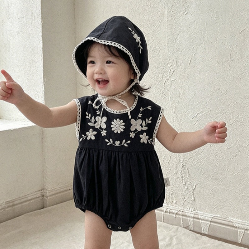 Baby Summer Linen Sleeveless Jumpsuit - ZOETOPKID Summer Toddler Baby Girls Jumpsuit+Hat