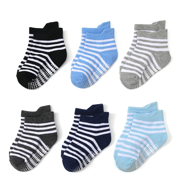 Unisex Baby Socks Non Slip - 6-Pack Baby Floor Socks Striped Breathable