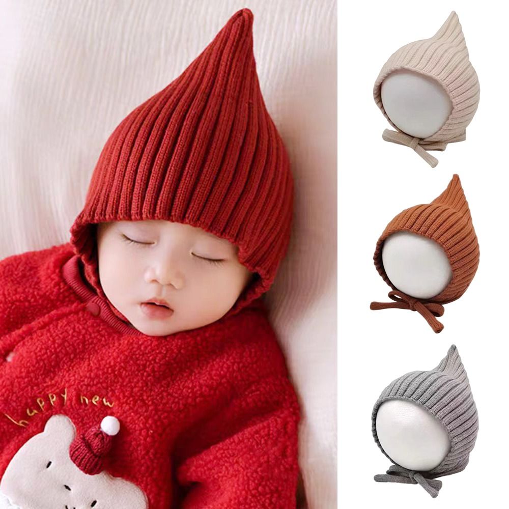 Infant Beanie Hat With Ears - Cute Solid Color Baby Hat Winter
