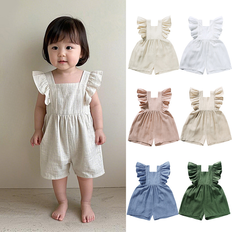 Baby Summer Linen Sleeveless Jumpsuit - Summer Baby Clothes Unisex Girls Rompers
