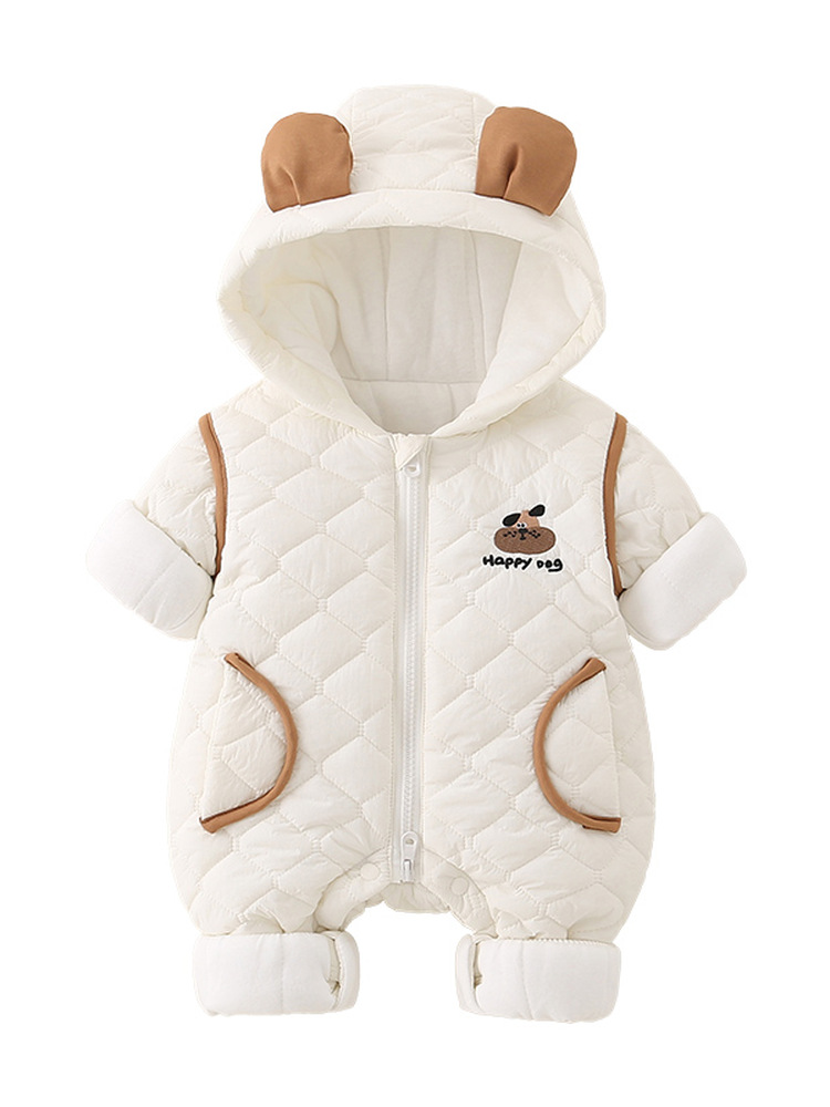 Cotton Baby Onesies Zipper - Warm Cotton Baby Outfit with Hood