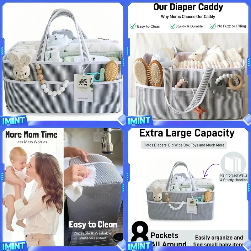 Diapering - Fabric Diaper Caddy Organizer, Portable Breathable