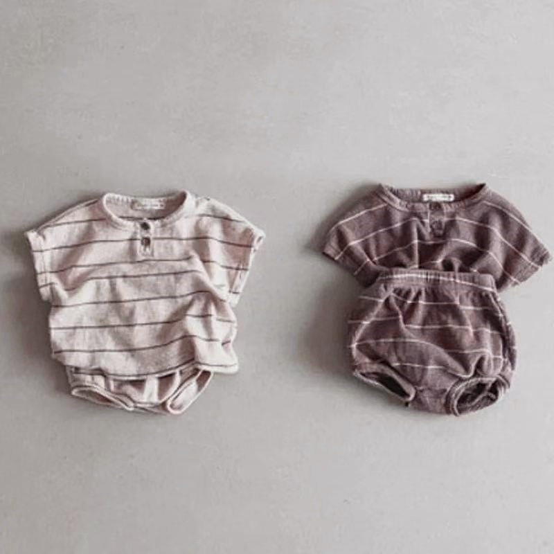 Baby Boy Suit Set Baptism - New Kids Short Sleeve Suit Striped