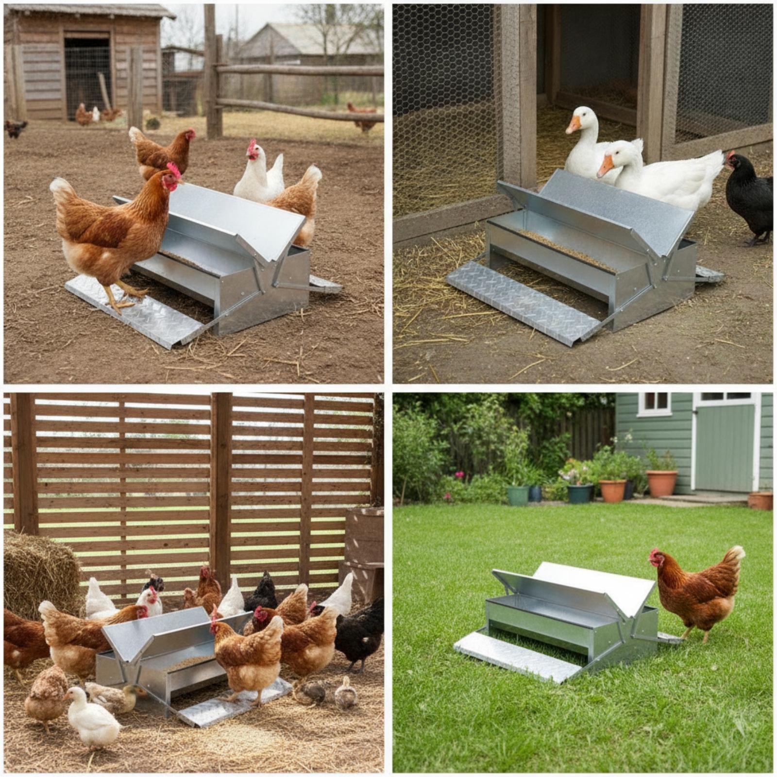 Feeding - Automatic Poultry Feeder Trough Galvanized Steel