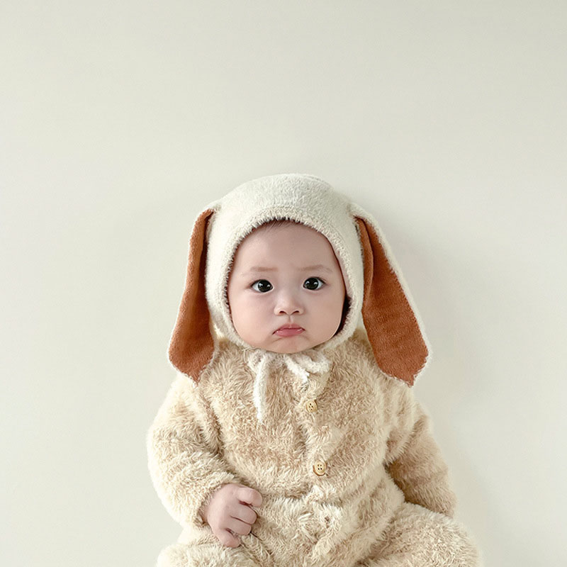 Infant Beanie Hat With Ears - Winter Plush Baby Bunny Hat With