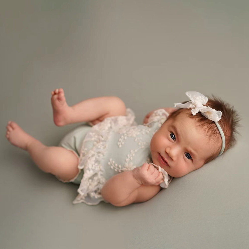 Newborn Baby Girl Romper Floral - Whimsical Newborn Baby Girl Pastel Green