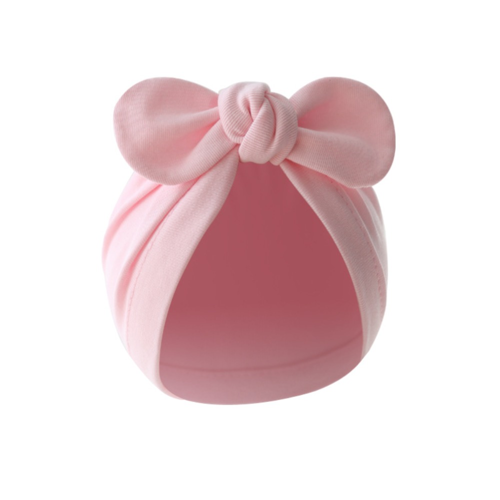 Infant Beanie Hat With Ears - Cute Flower Knot Hat Cotton Soft