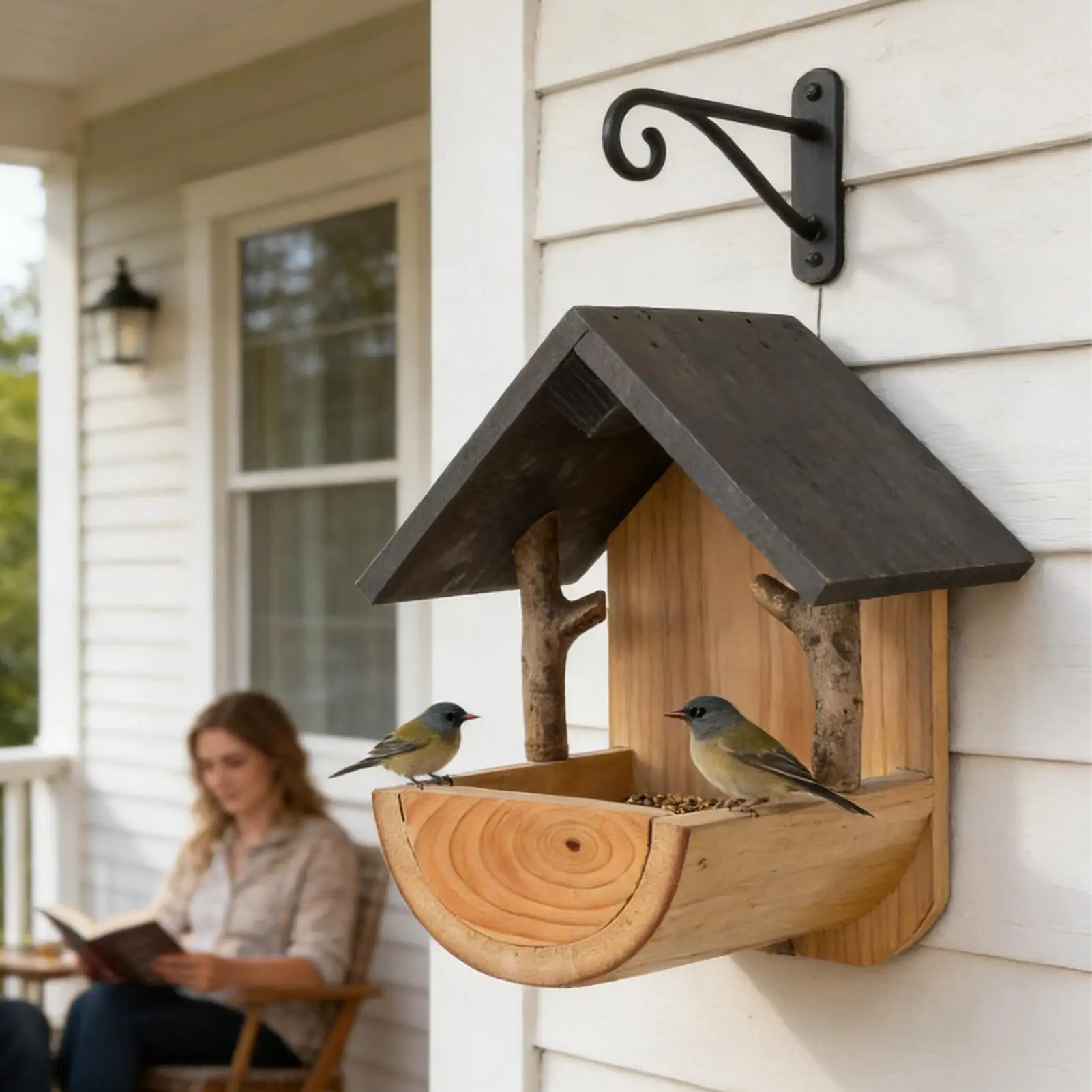 Wall Mount Wooden bird feeder  - Feeding ulasan dan harga