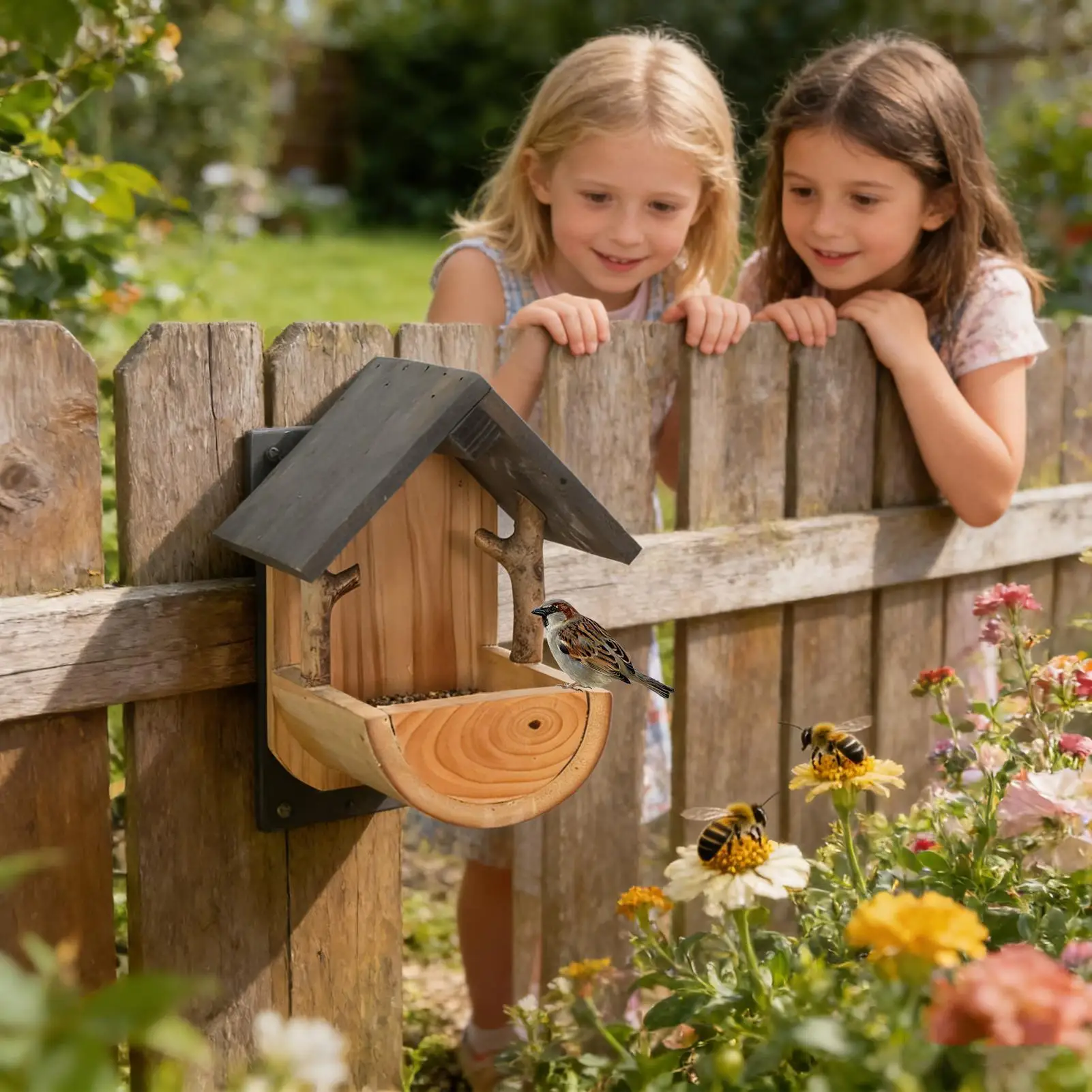 Wall Mount Wooden bird feeder  - Feeding ulasan dan harga