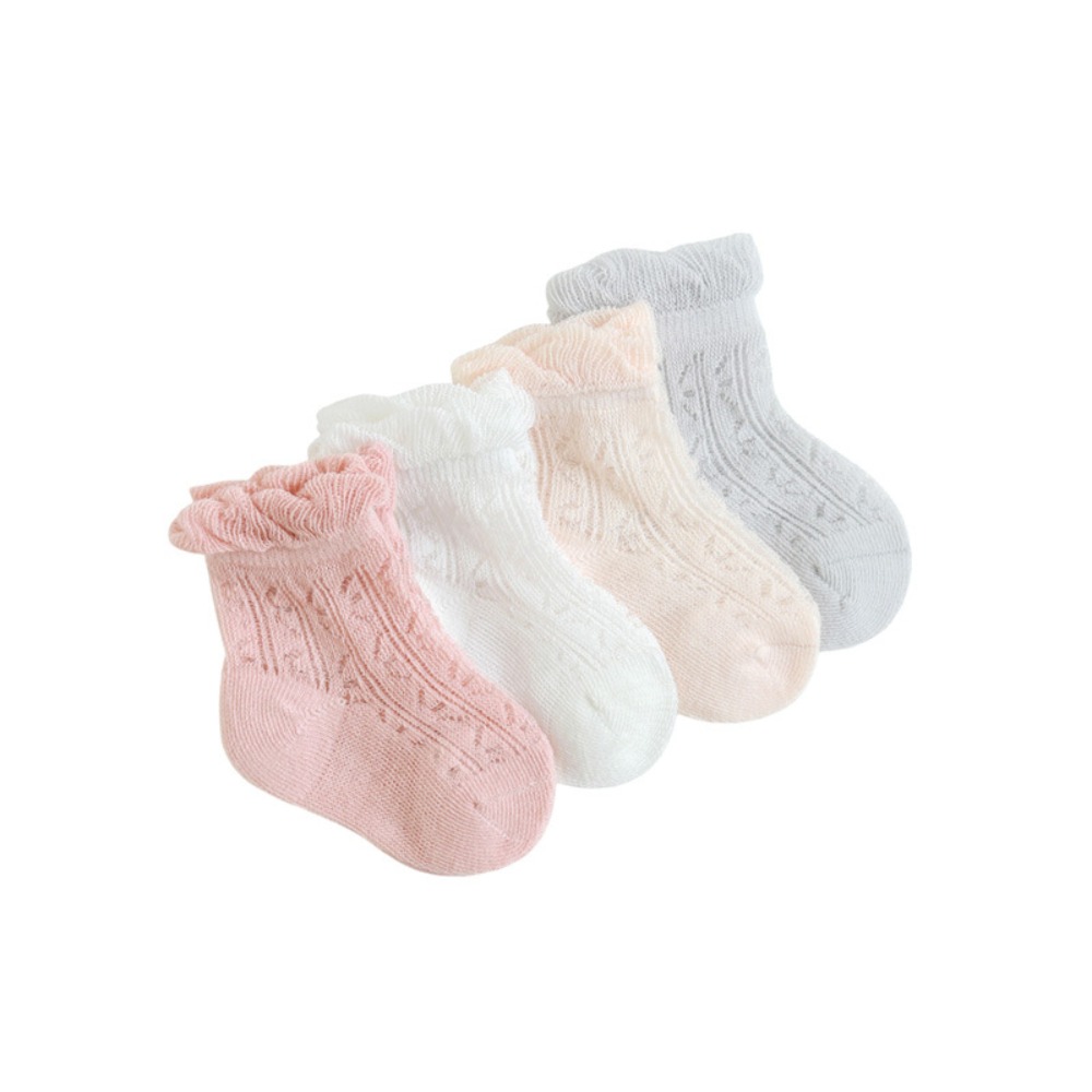 4Pairs Sweet Cotton Baby Ruffl - Unisex Baby Socks Non Slip ulasan dan harga