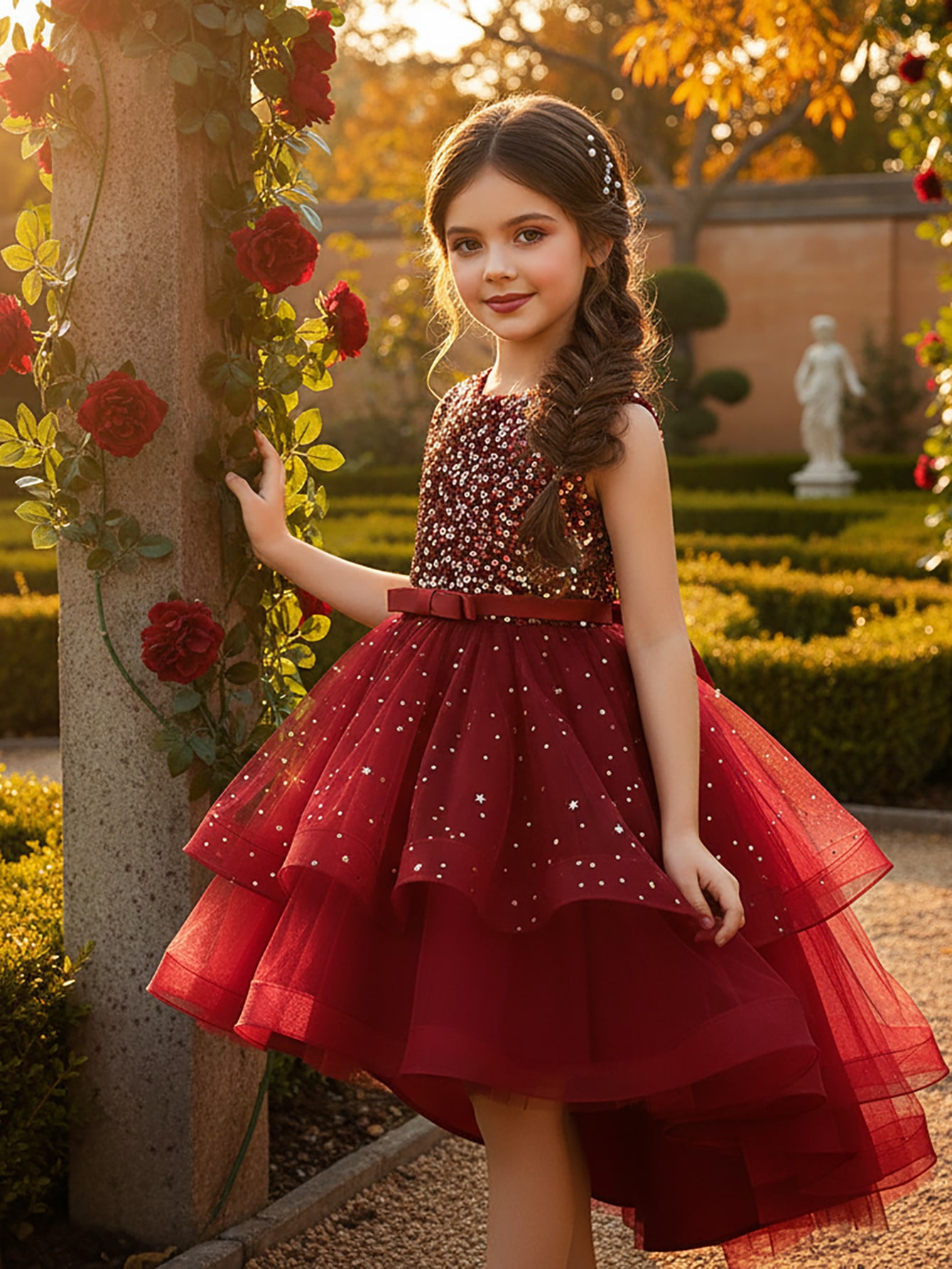 Baby Girl Princess Floral Sequ - Toddler Girl Tulle Party Dress ulasan dan harga