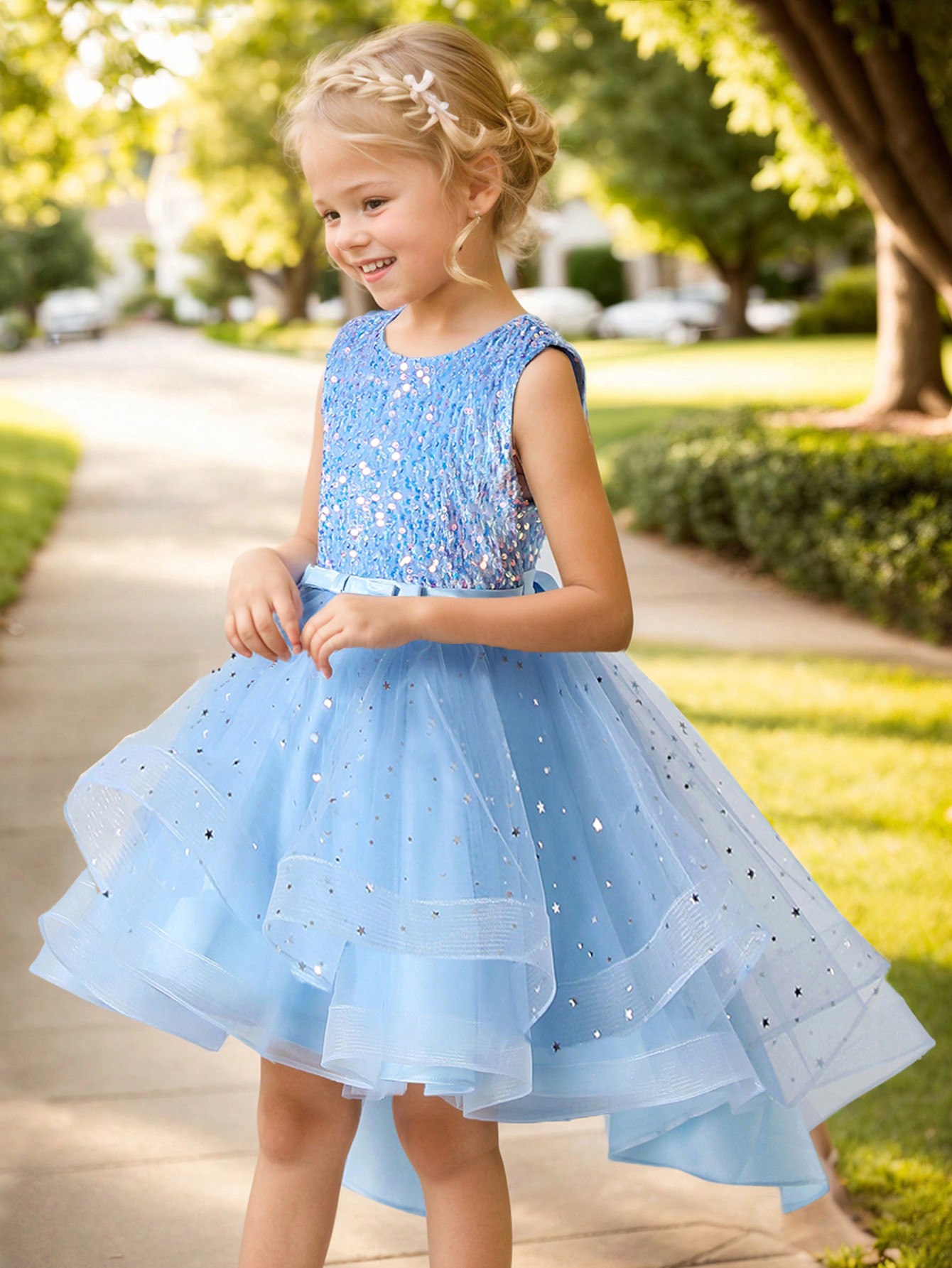 Baby Girl Princess Floral Sequ - Toddler Girl Tulle Party Dress ulasan dan harga