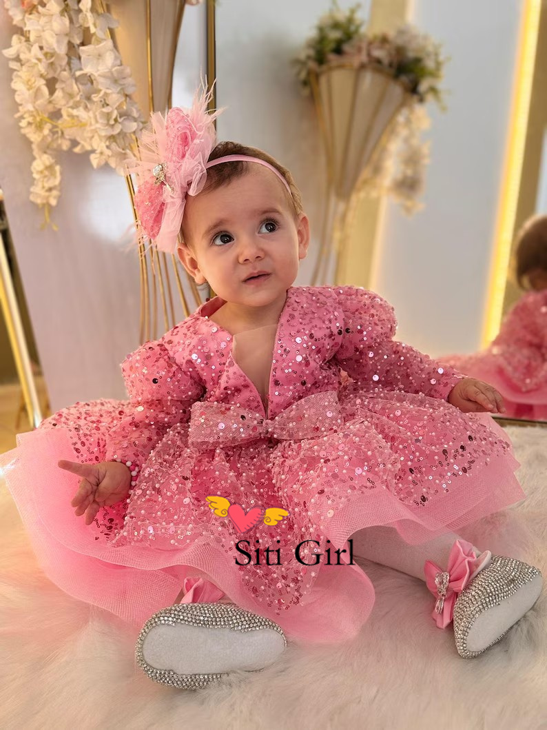 Pink Princess Baby Dress Flowe - Toddler Girl Tulle Party Dress ulasan dan harga