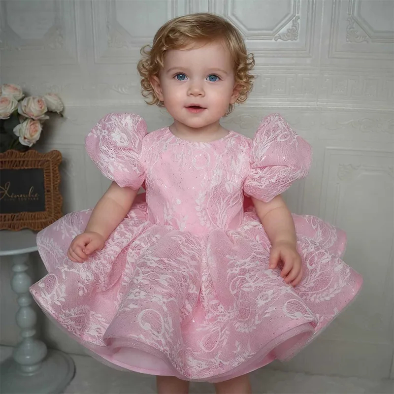 Elegant Pink Glitter Lace Todd - Toddler Girl Tulle Party Dress ulasan dan harga