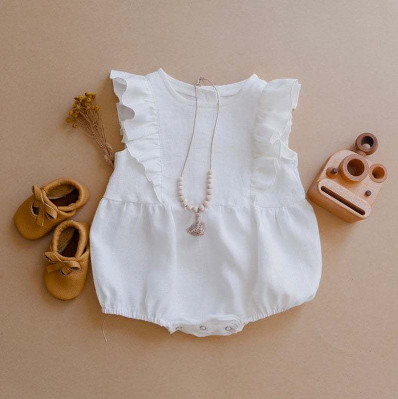 Summer Newborn Infant Baby Gir - Baby Summer Linen Sleeveless Jumpsuit ulasan dan harga