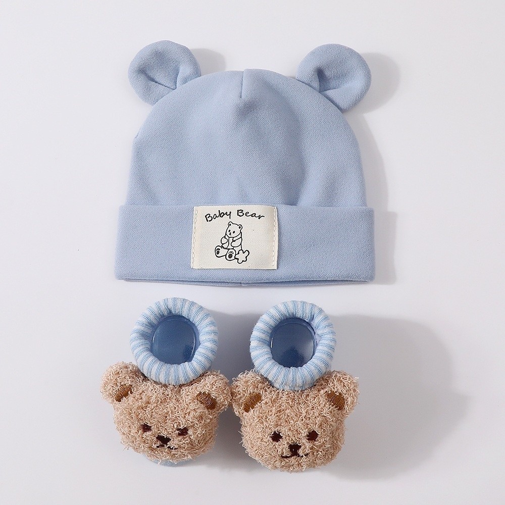 2Pcs/Set Cute Cotton Baby Hat  - Infant Beanie Hat With Ears ulasan dan harga