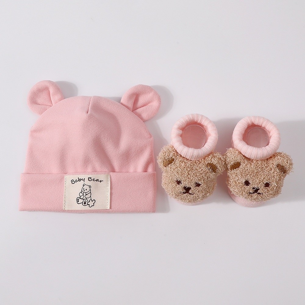 2Pcs/Set Cute Cotton Baby Hat  - Infant Beanie Hat With Ears ulasan dan harga