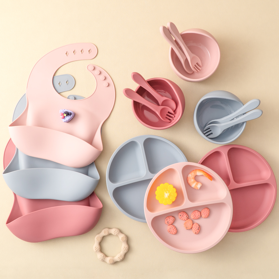 5Pcs Baby Silicone Feeding Set - Waterproof Baby Bibs Silicone ulasan dan harga