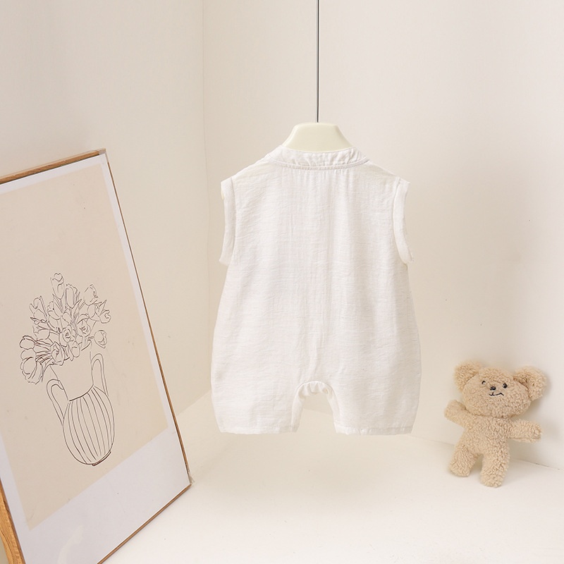 2026 Summer Cartoon Bear Print - Baby Summer Linen Sleeveless Jumpsuit ulasan dan harga