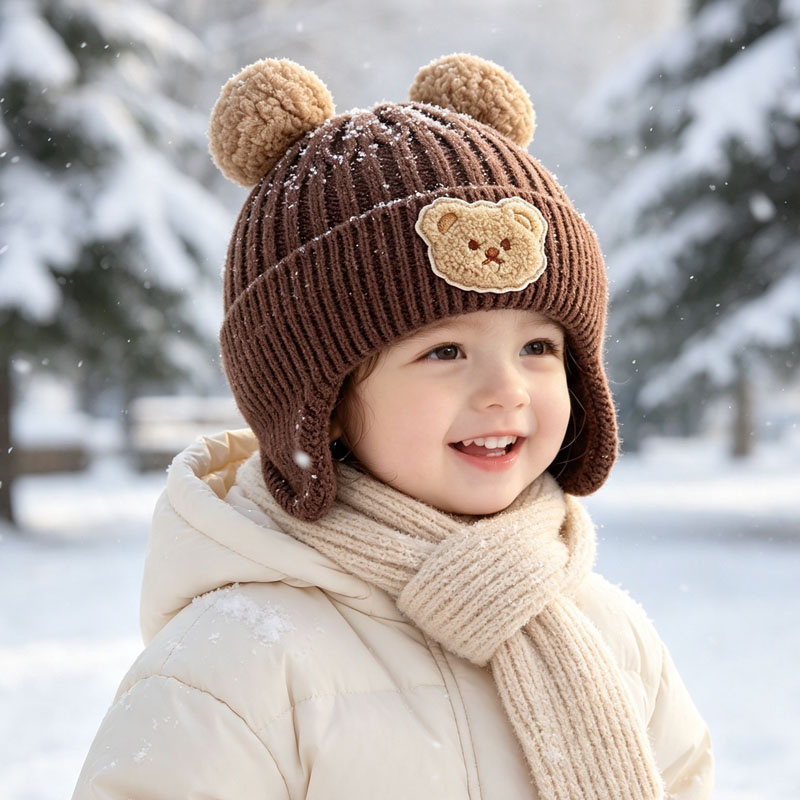 1-10PCS Baby Bear Ears Knit Be - Infant Beanie Hat With Ears ulasan dan harga