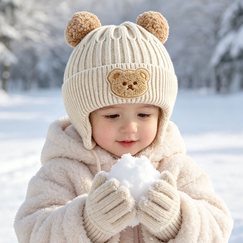 1-10PCS Baby Bear Ears Knit Be - Infant Beanie Hat With Ears ulasan dan harga