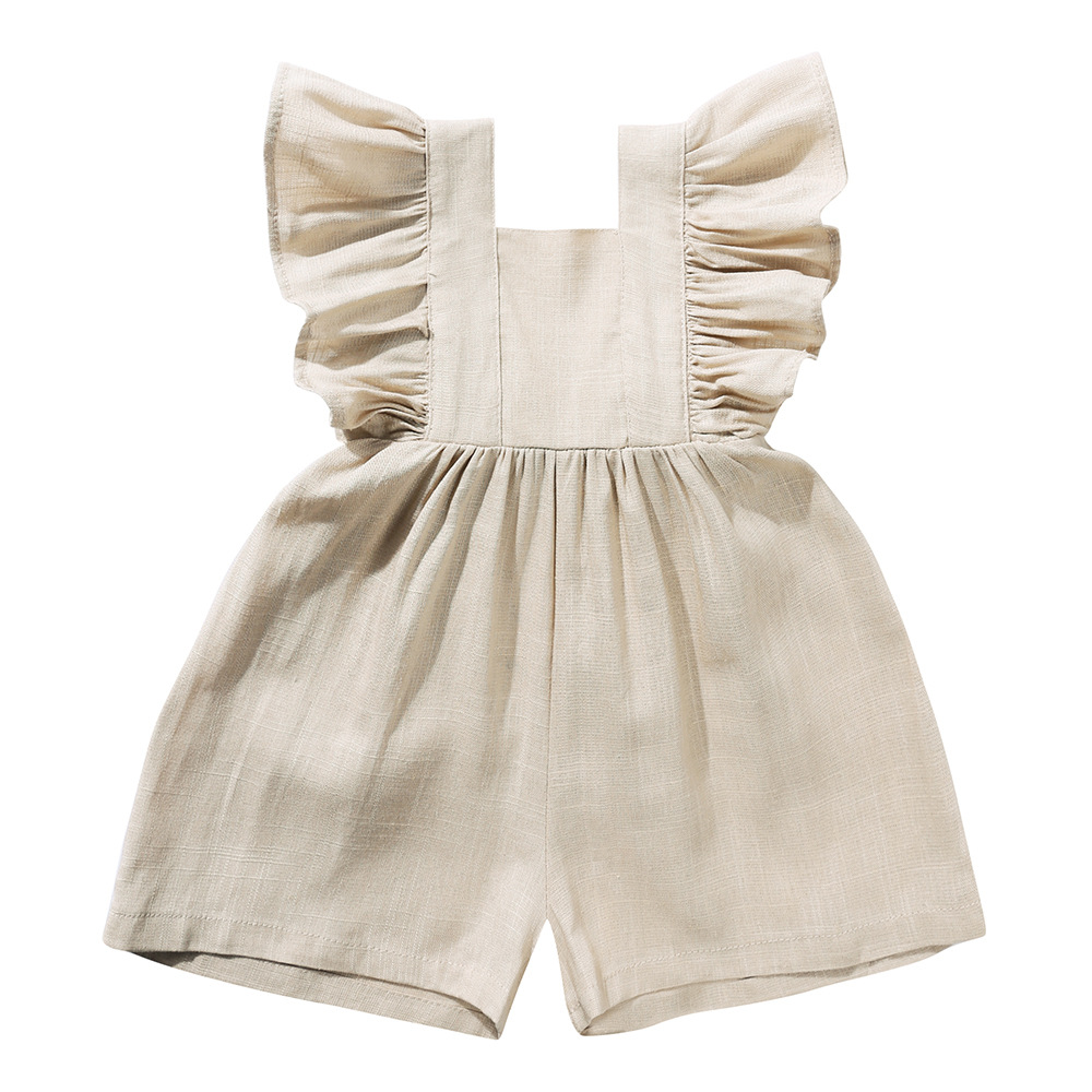 Summer Baby Clothes Unisex Gir - Baby Summer Linen Sleeveless Jumpsuit ulasan dan harga