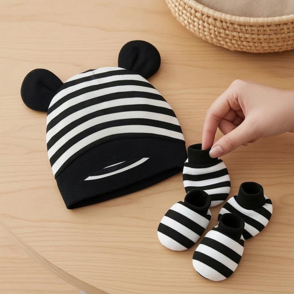 Anti Scratch Mittens for Newbo - Infant Beanie Hat With Ears ulasan dan harga