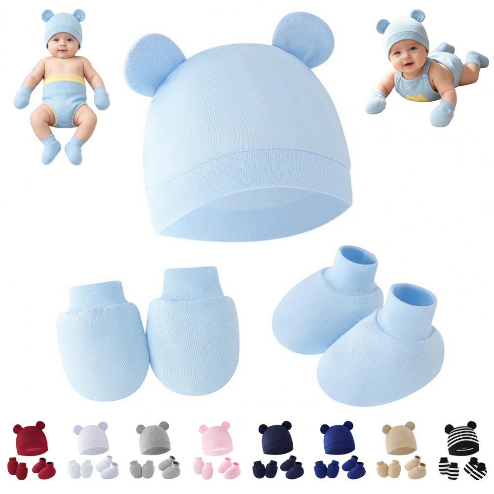 Anti Scratch Mittens for Newbo - Infant Beanie Hat With Ears ulasan dan harga