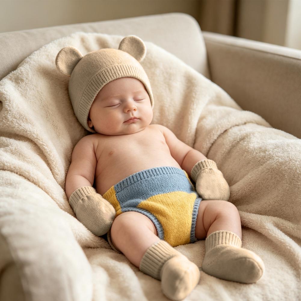 Anti Scratch Mittens for Newbo - Infant Beanie Hat With Ears ulasan dan harga