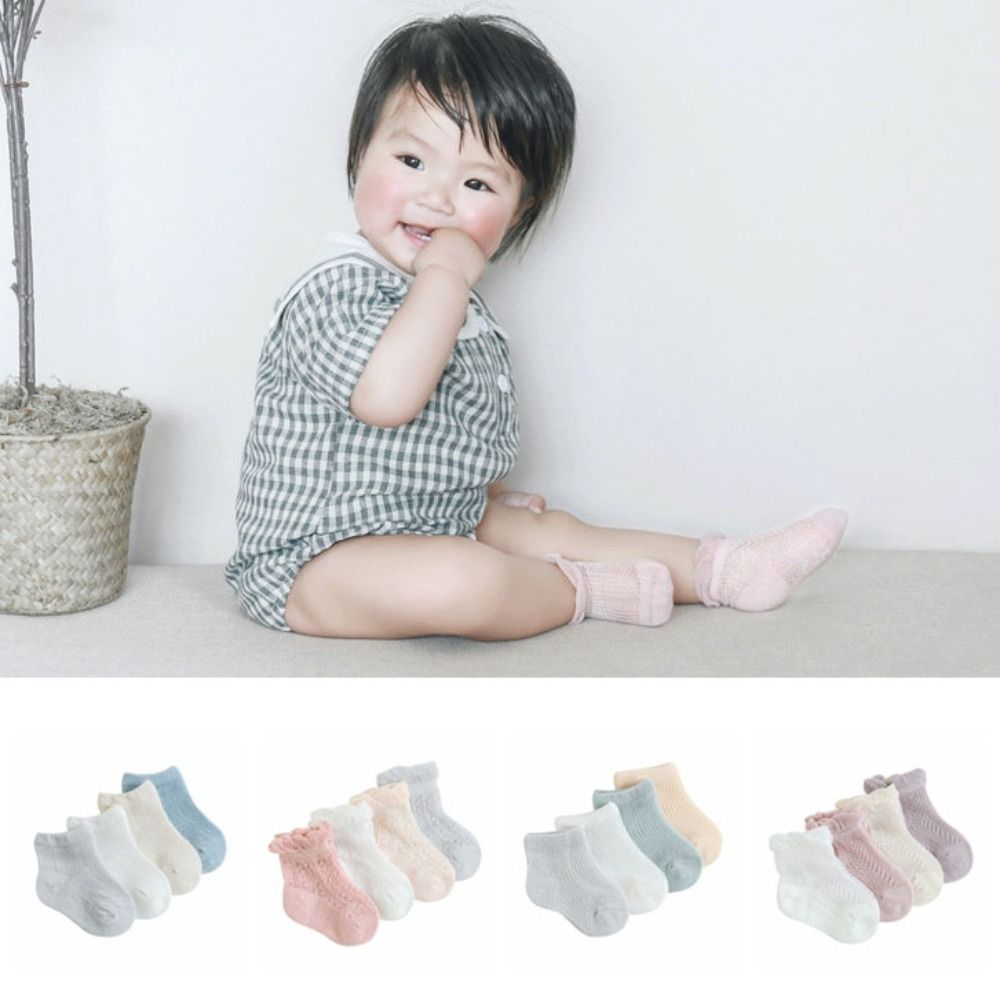 4Pairs New Cotton Baby Ruffle  - Unisex Baby Socks Non Slip ulasan dan harga