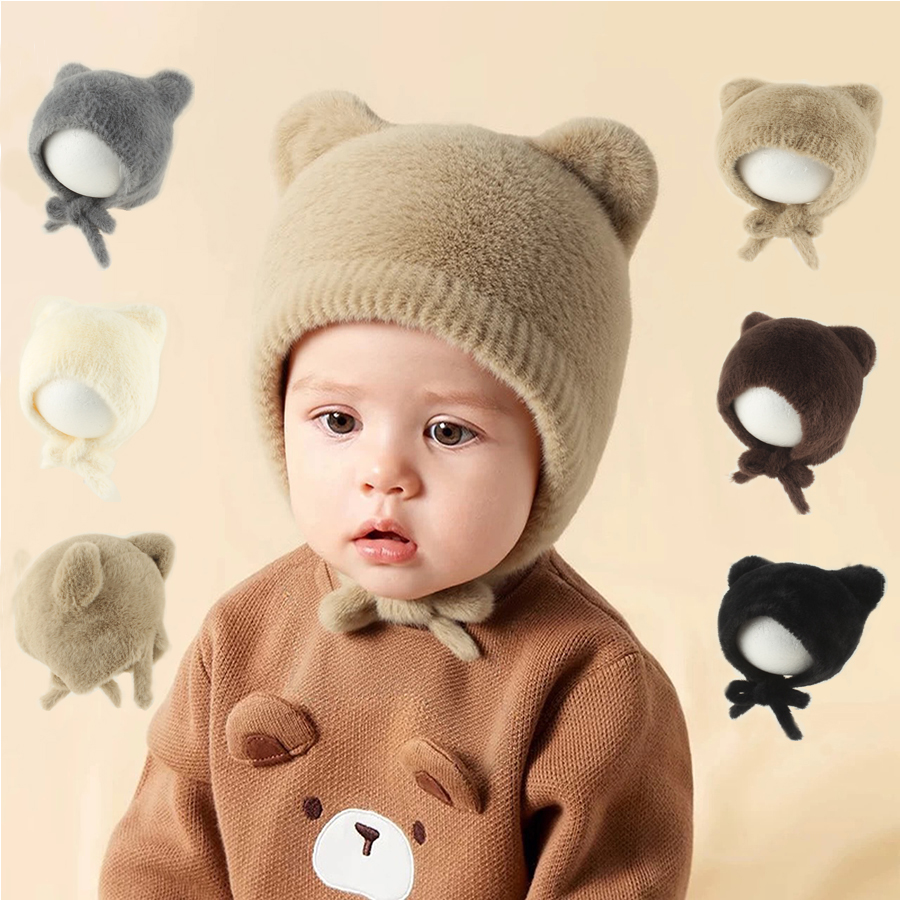 Cute Cartoon Baby Knitted Hat  - Infant Beanie Hat With Ears ulasan dan harga
