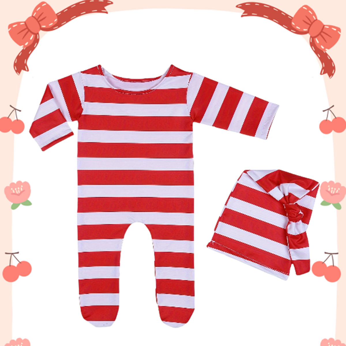 Ylsteed Newborn Red Jumpsuit w - Infant Photography Props Outfit ulasan dan harga