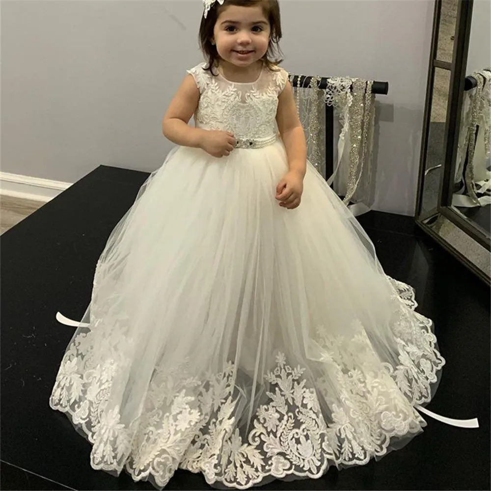 Flower Girl Dresses Lace First - Toddler Girl Tulle Party Dress ulasan dan harga