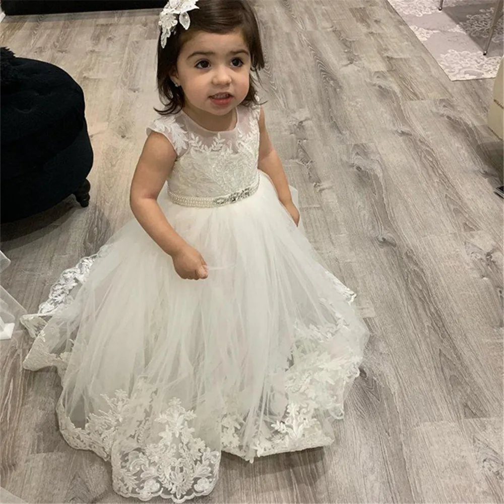 Flower Girl Dresses Lace First - Toddler Girl Tulle Party Dress ulasan dan harga