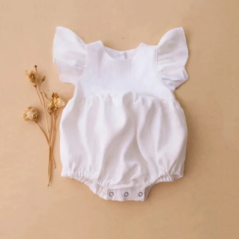 0-24M Linen Cotton Newborn Gir - Baby Summer Linen Sleeveless Jumpsuit ulasan dan harga