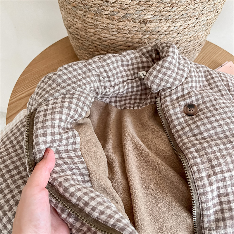 Kids Gingham Plaid Quilted Jac - Toddler Boy Winter Fleece Jacket ulasan dan harga