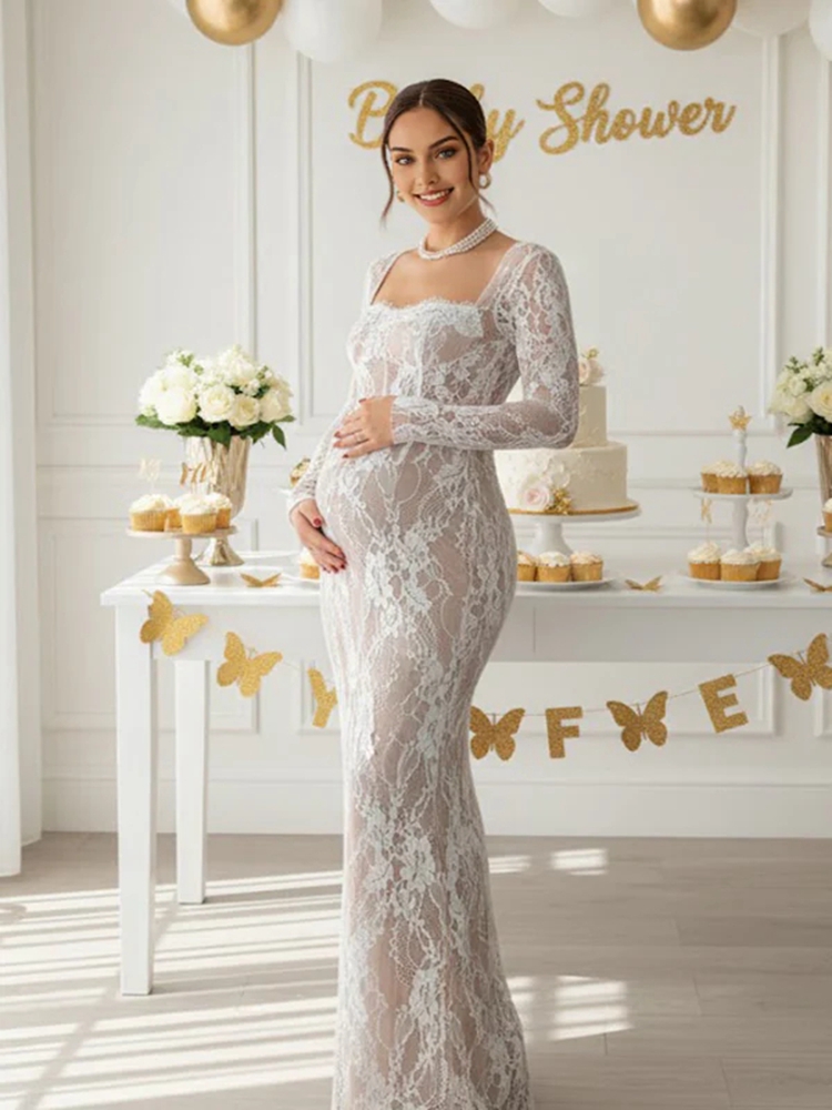 Lace Maternity Photoshoot Dres - Maternity Wear ulasan dan harga