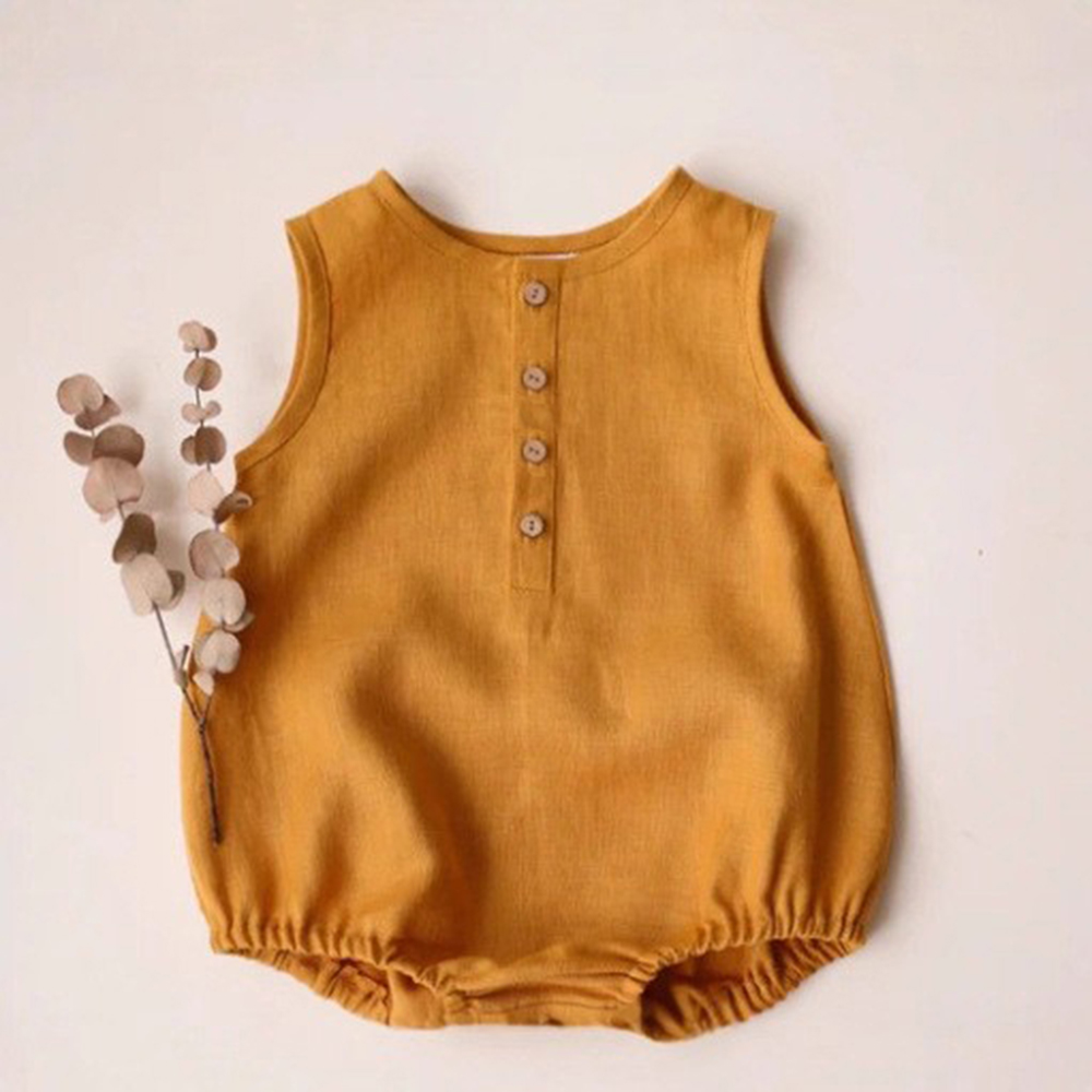 Newborn Baby Boys Linen Cotton - Baby Summer Linen Sleeveless Jumpsuit ulasan dan harga