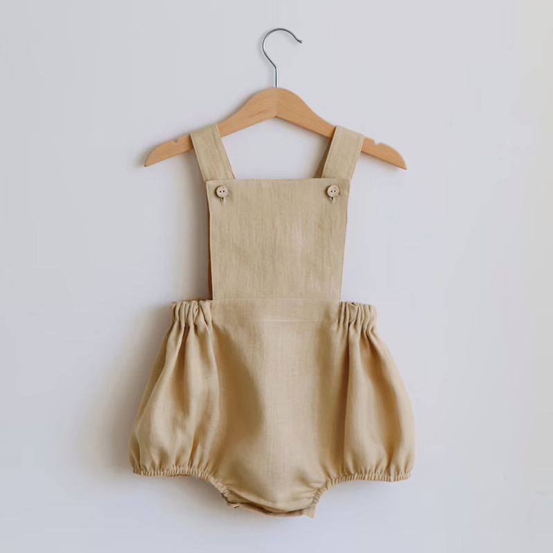 Newborn Baby Boy Girl Romper F - Baby Summer Linen Sleeveless Jumpsuit ulasan dan harga